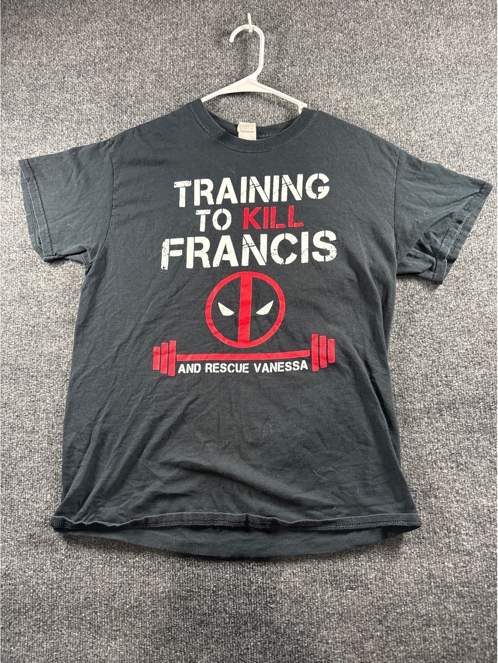 Deadpool Training Graphic T Shirt Black Gildan Heavy Cotton Mens Medium M